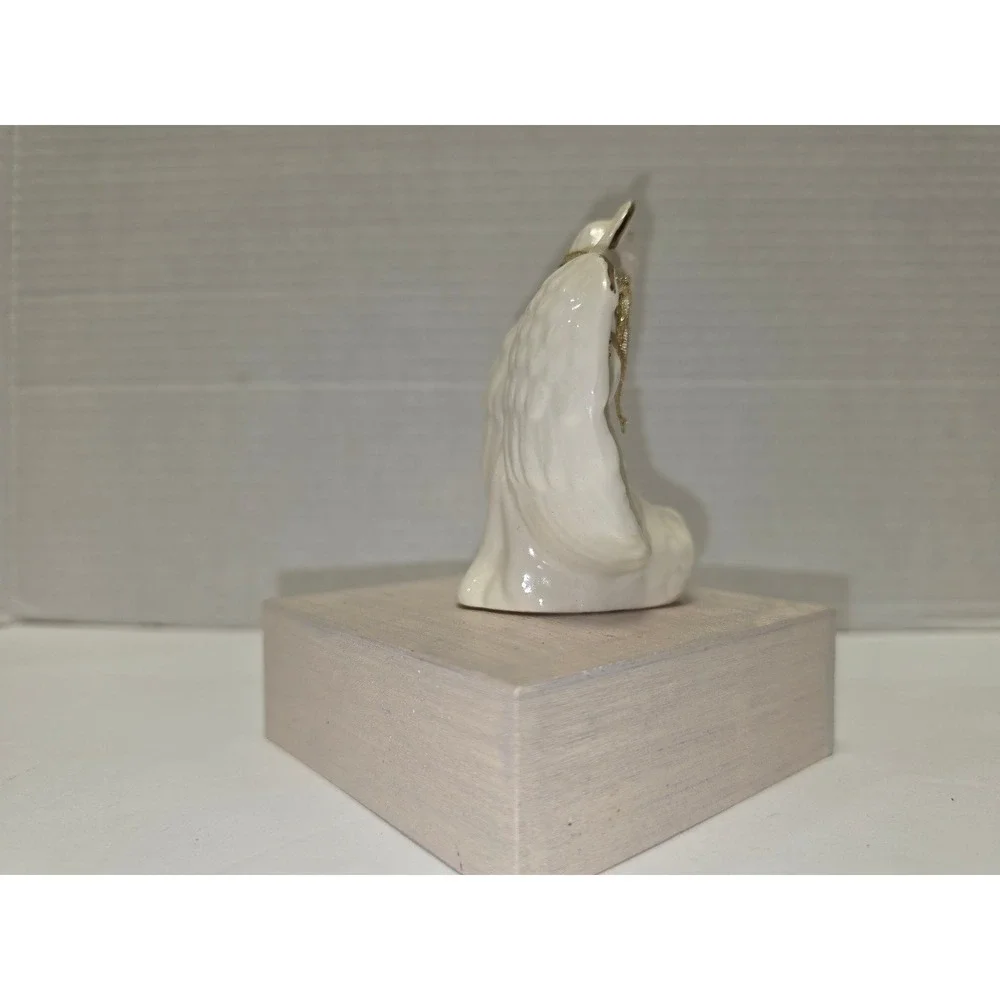 vintage‎ white porcelain angel figurine with gold accents signed